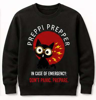 Black Preppi Prepper Black Crew Neck Sweatshirt